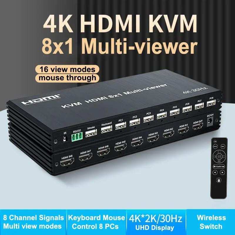 4K HDMI KVM Ƽ ũ ø, 4x1, 8X1 HDMI..